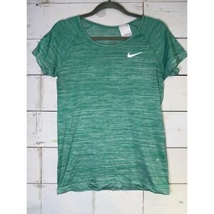 Nike Women's Medium Heather Green Dry Knit Short Sleeve T-Shirt Running